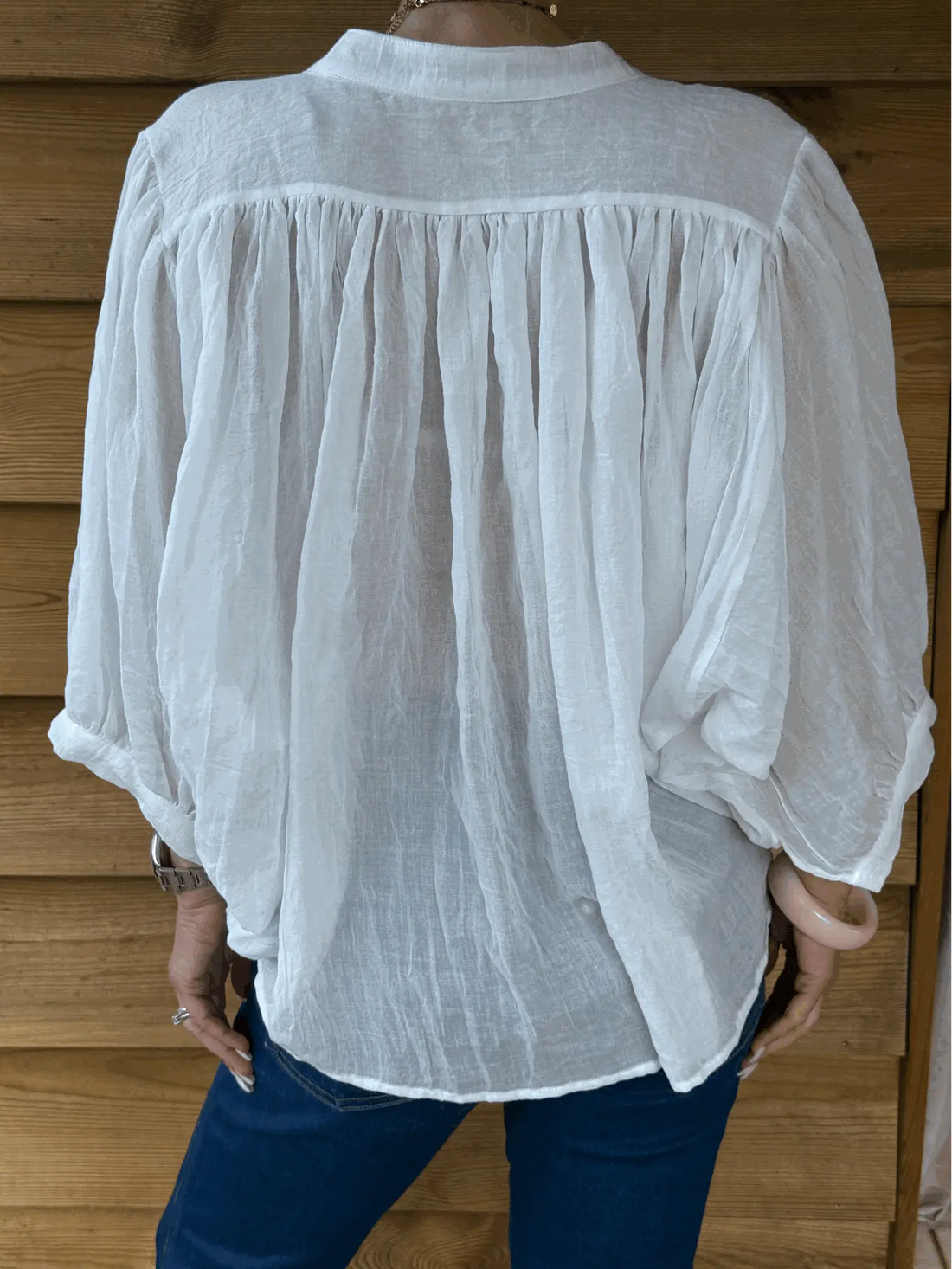 Tunique fluide blanche col boutonné
