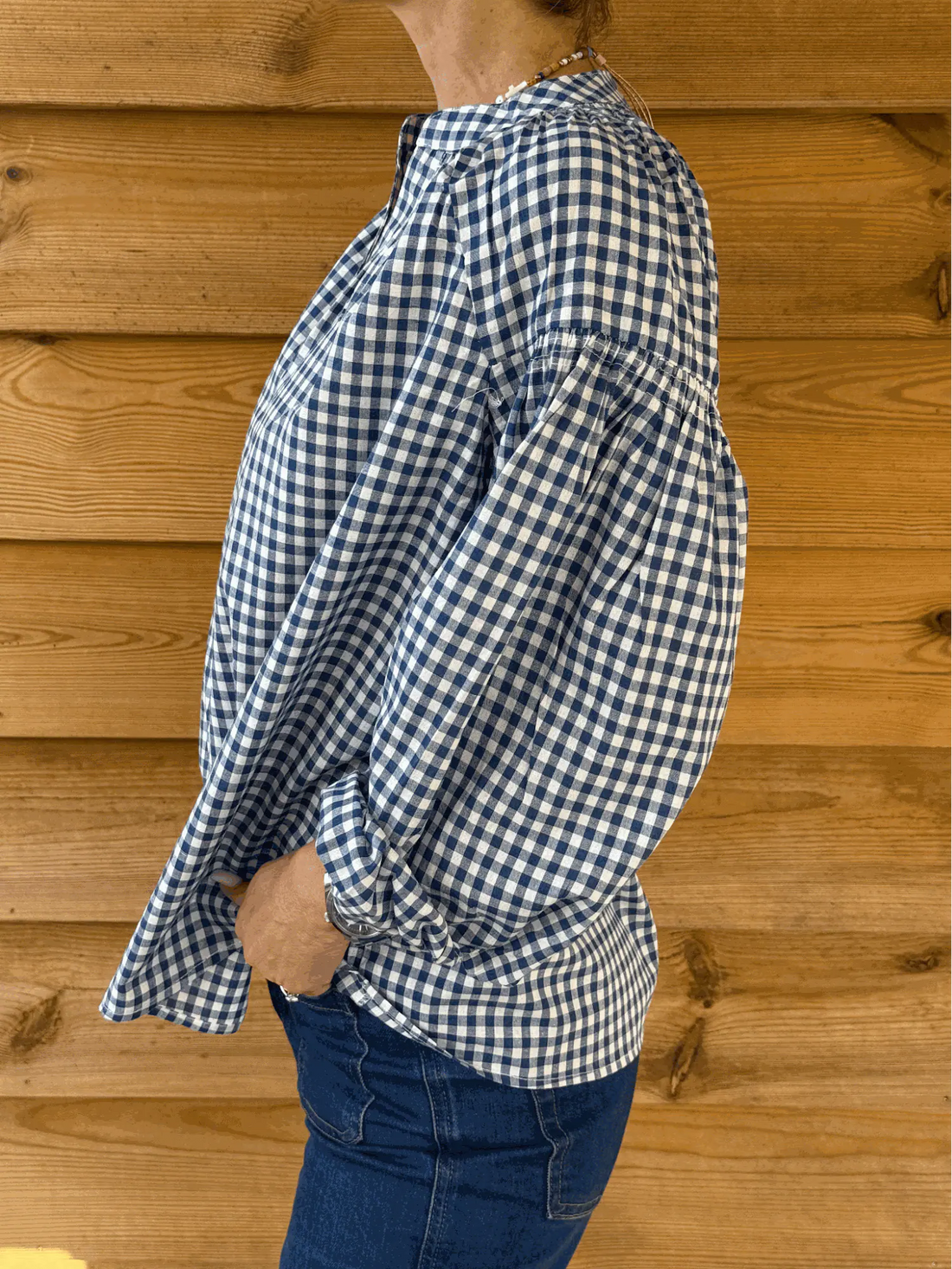 Blouse Faustine bleu à carreaux