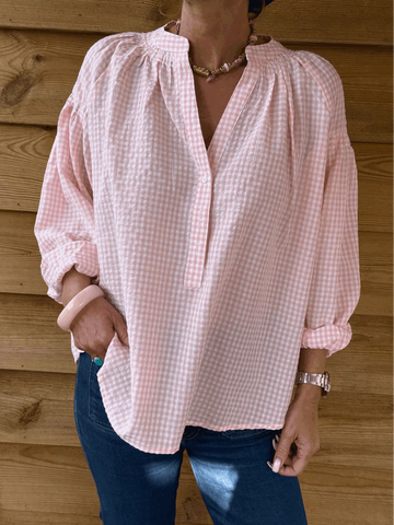 Blouse Faustine pastel à carreaux