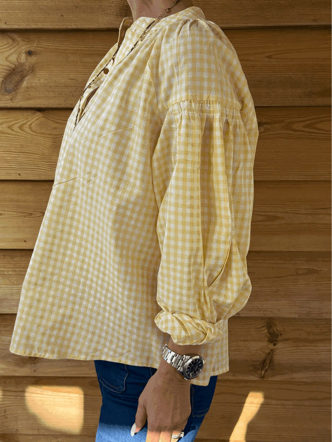 Blouse Faustine jaune à carreaux
