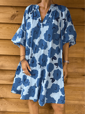 Robe à fleur bleu