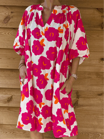 Robe à fleur rose