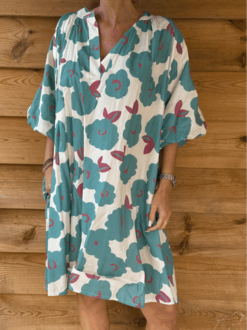 Robe à fleur turquoise