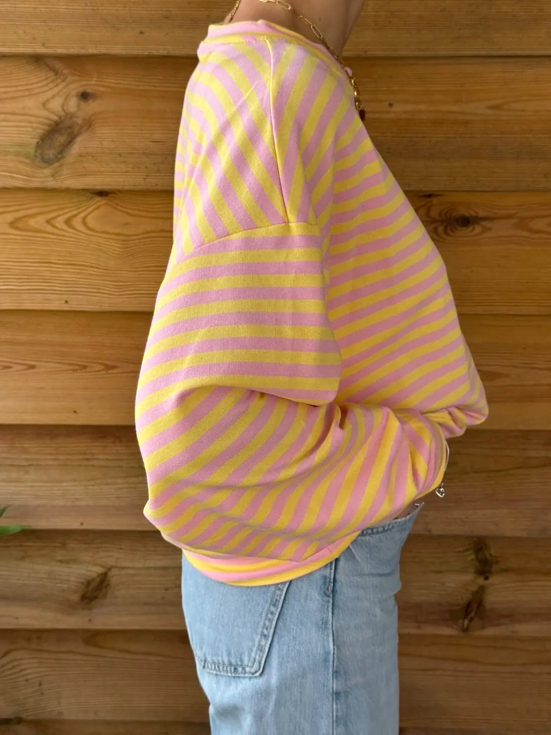 Pull oversize à rayures jaune