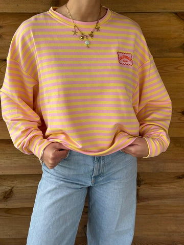 Pull oversize à rayures jaune