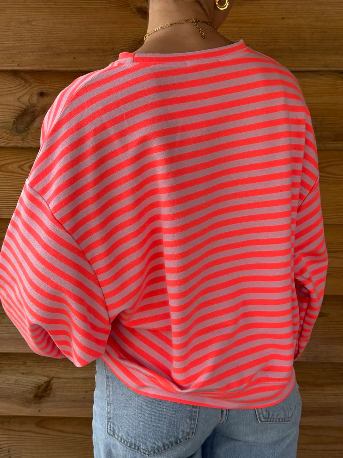 Pull oversize à rayures rose and rose