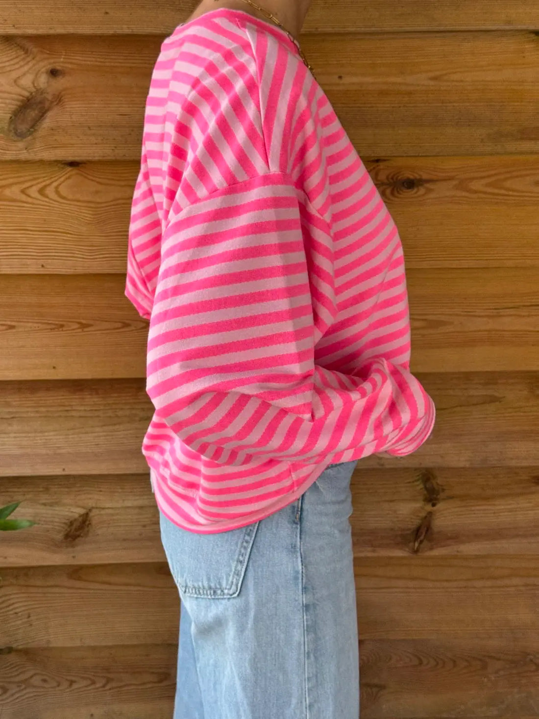 Pull oversize à rayures pinky