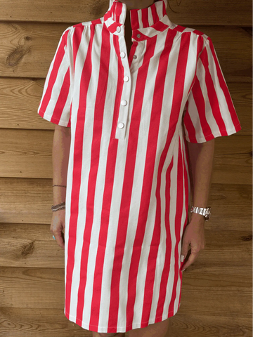 Robe Lily rayée rouge et écru